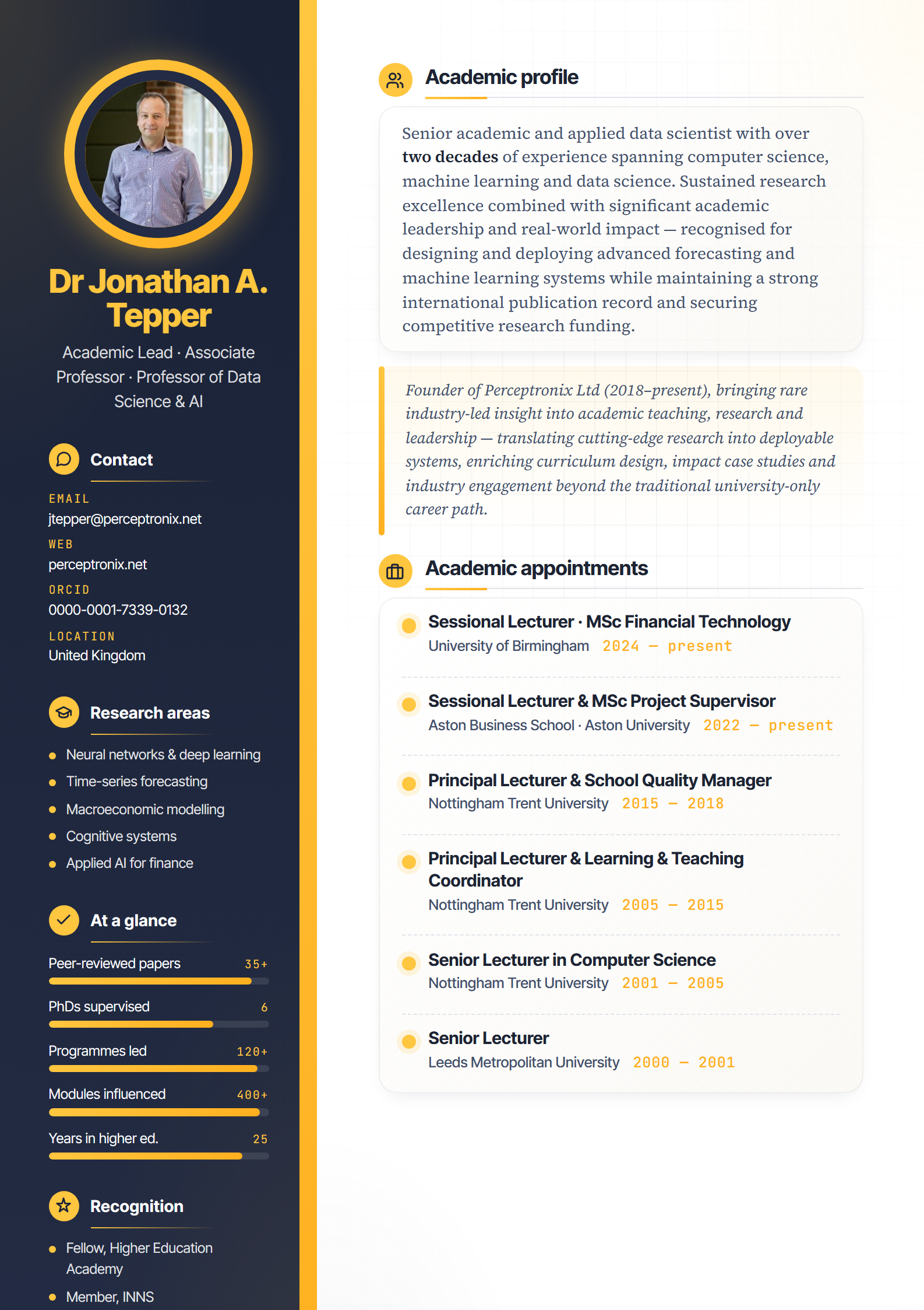 Academic CV — page 1