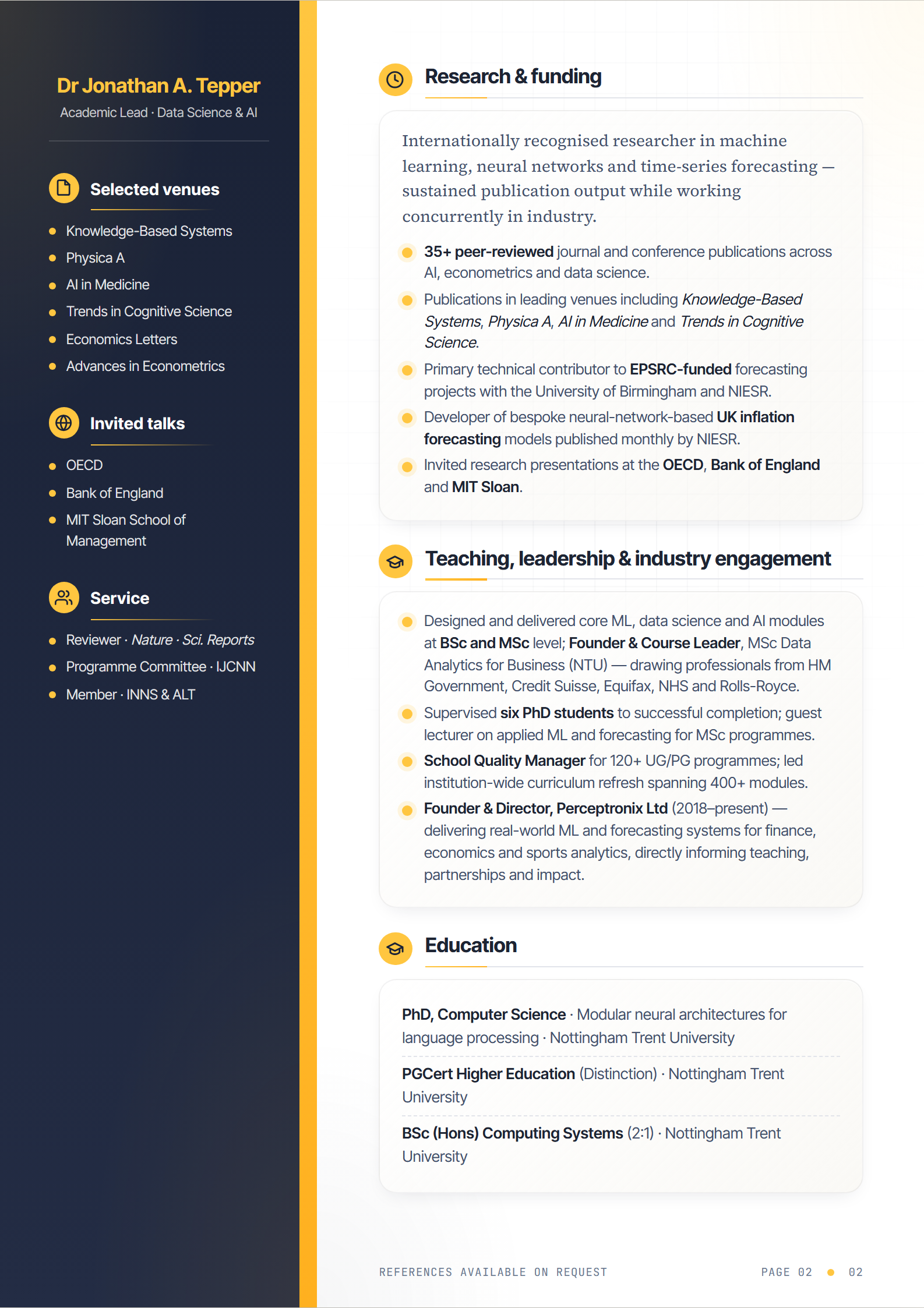 Academic CV — page 2