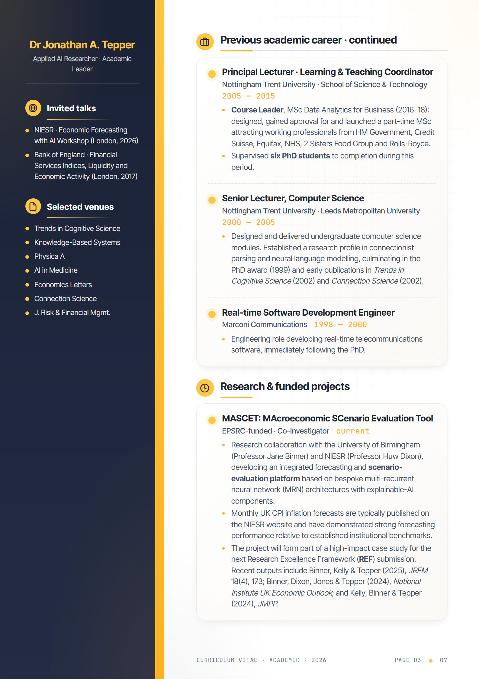 Academic CV — page 3