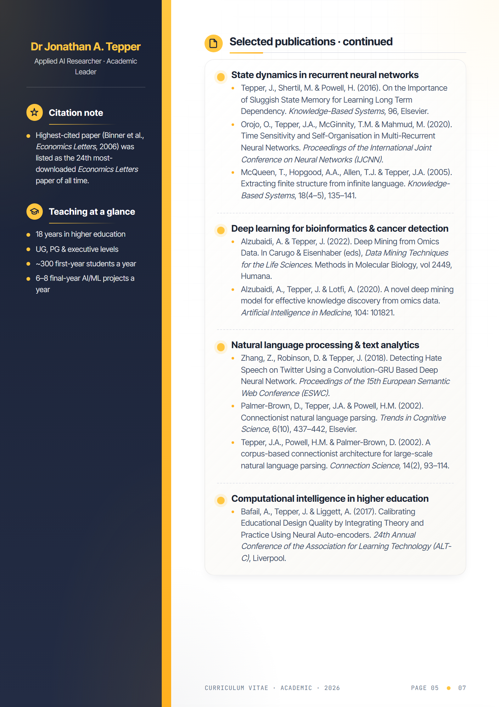 Academic CV — page 5