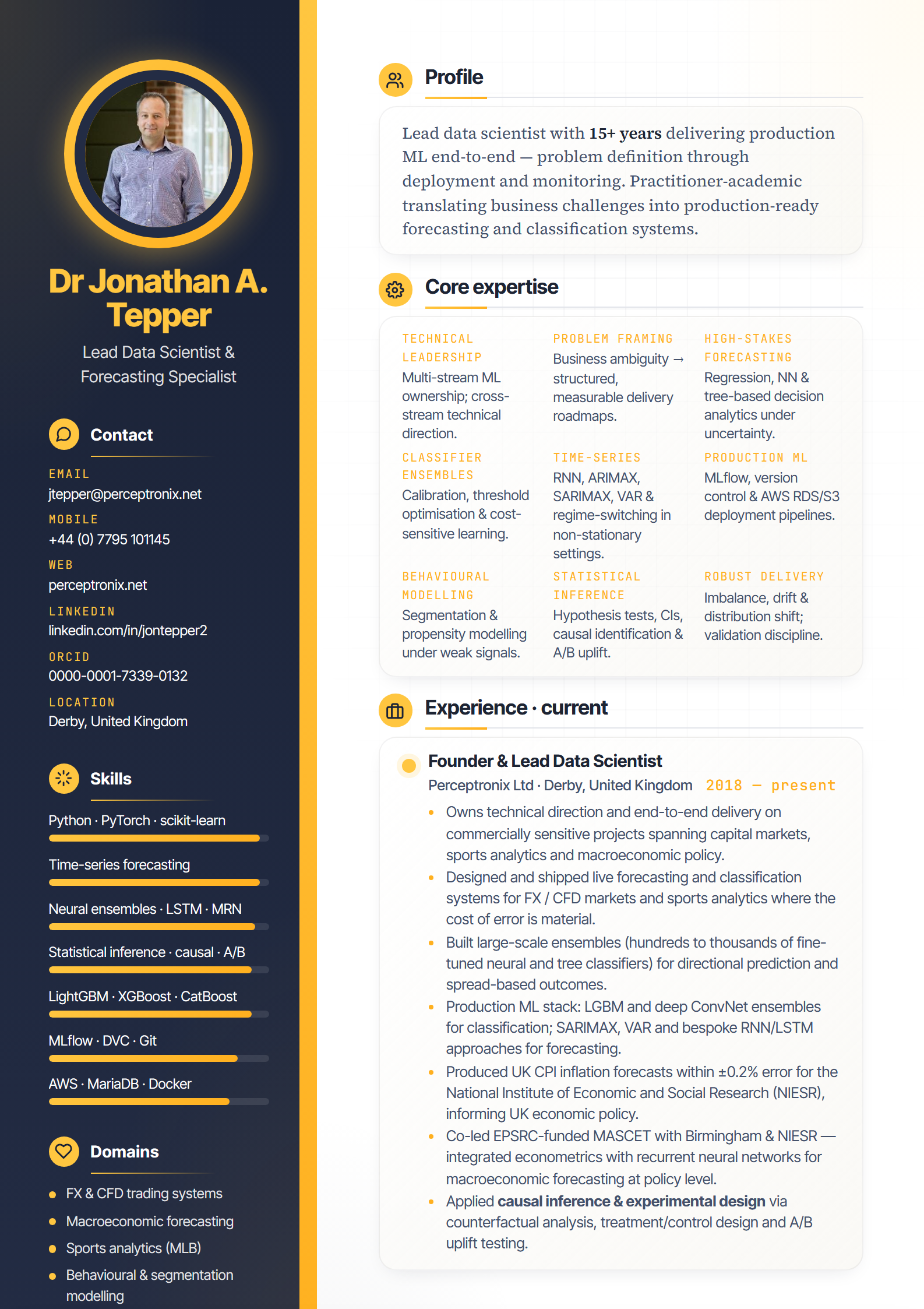 Senior Data Scientist CV — page 1