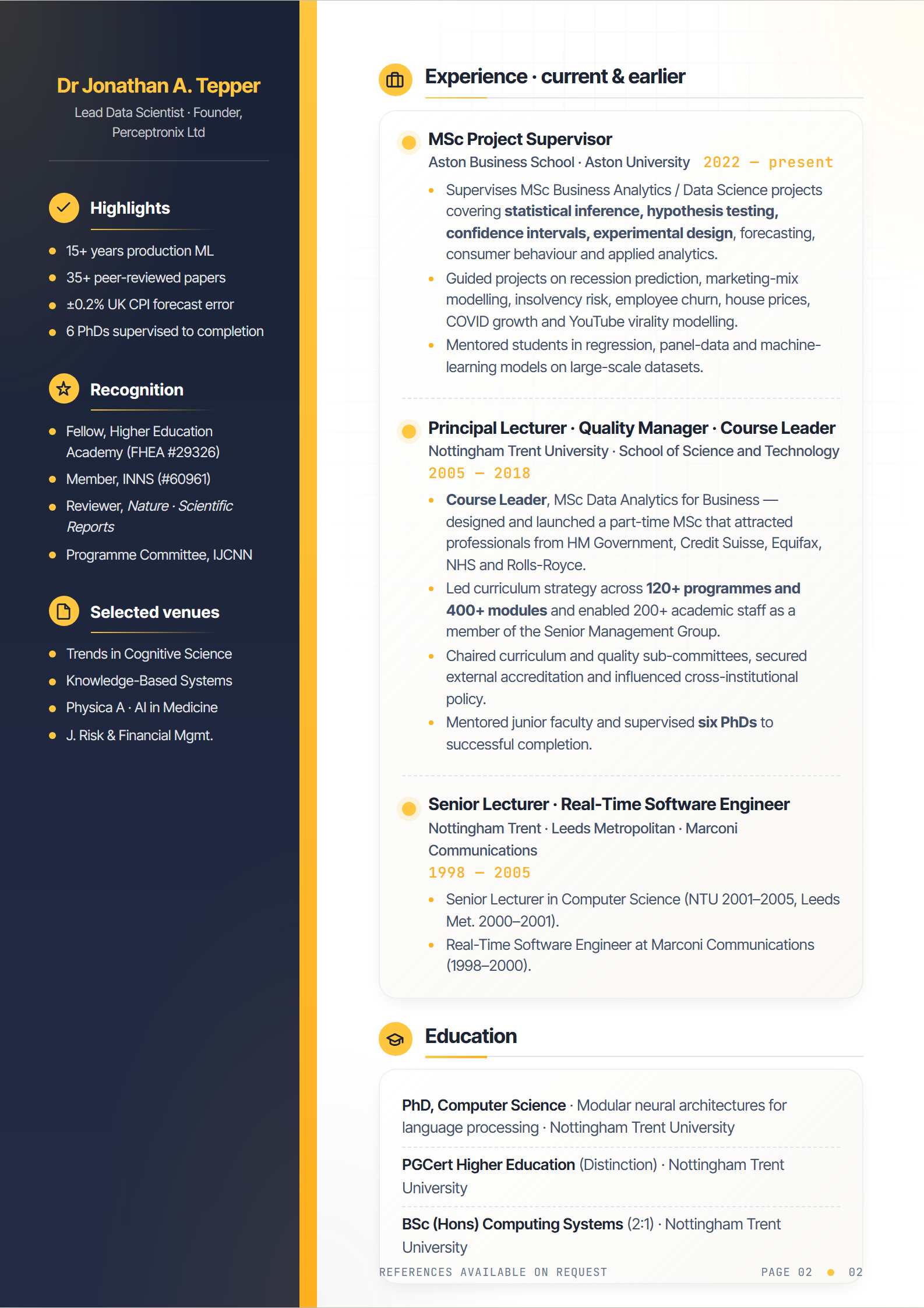 Senior Data Scientist CV — page 2