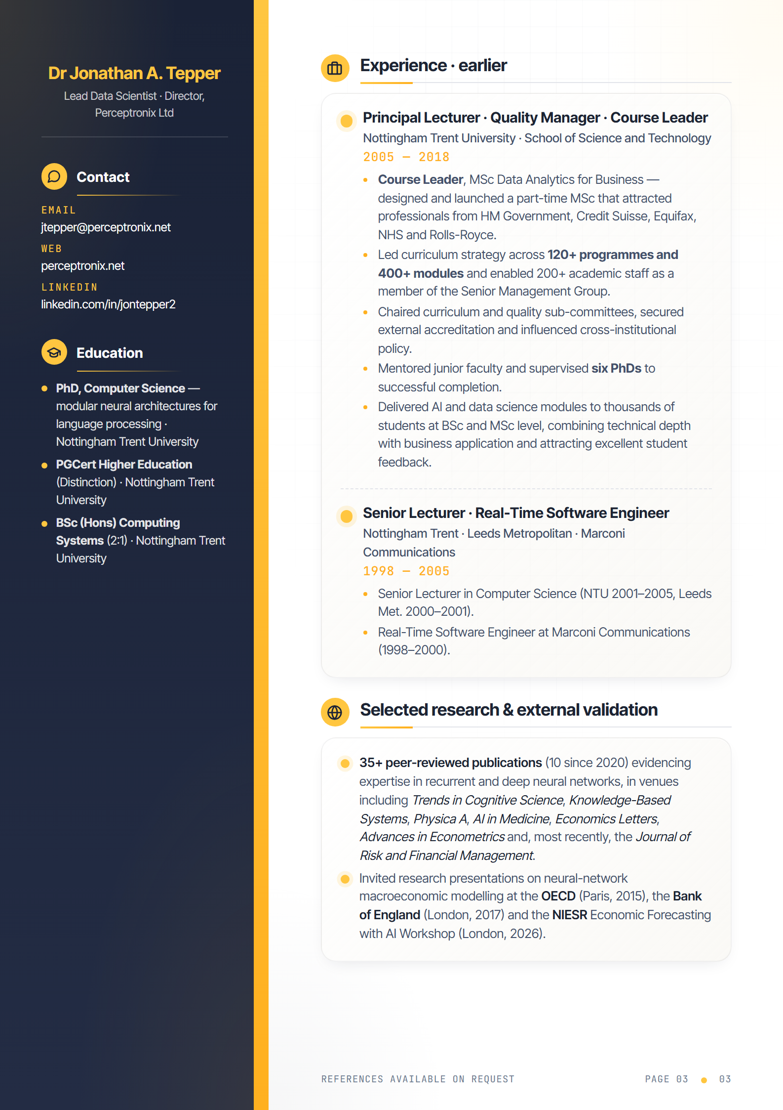 Senior Data Scientist CV — page 3